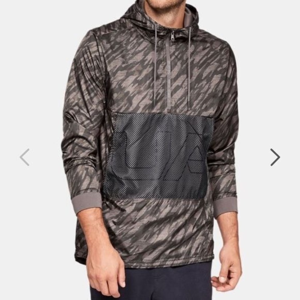 Under Armour Pullover Windbreaker Jacket Camo Black Mens‎ Large